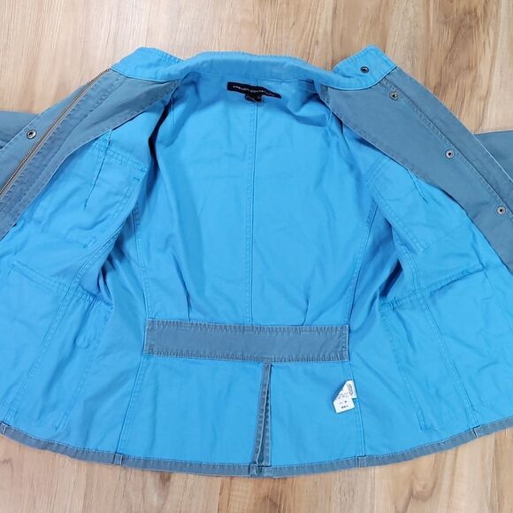 ☔️🔹️French Connection Blue Zippered Utility Jacket Size 8 - Picture 3 of 16